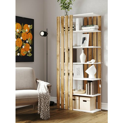 Стеллаж 1940 Принцесса Мелания Белый матовый Дуб вотан 1798х800х332 мм 9290₽