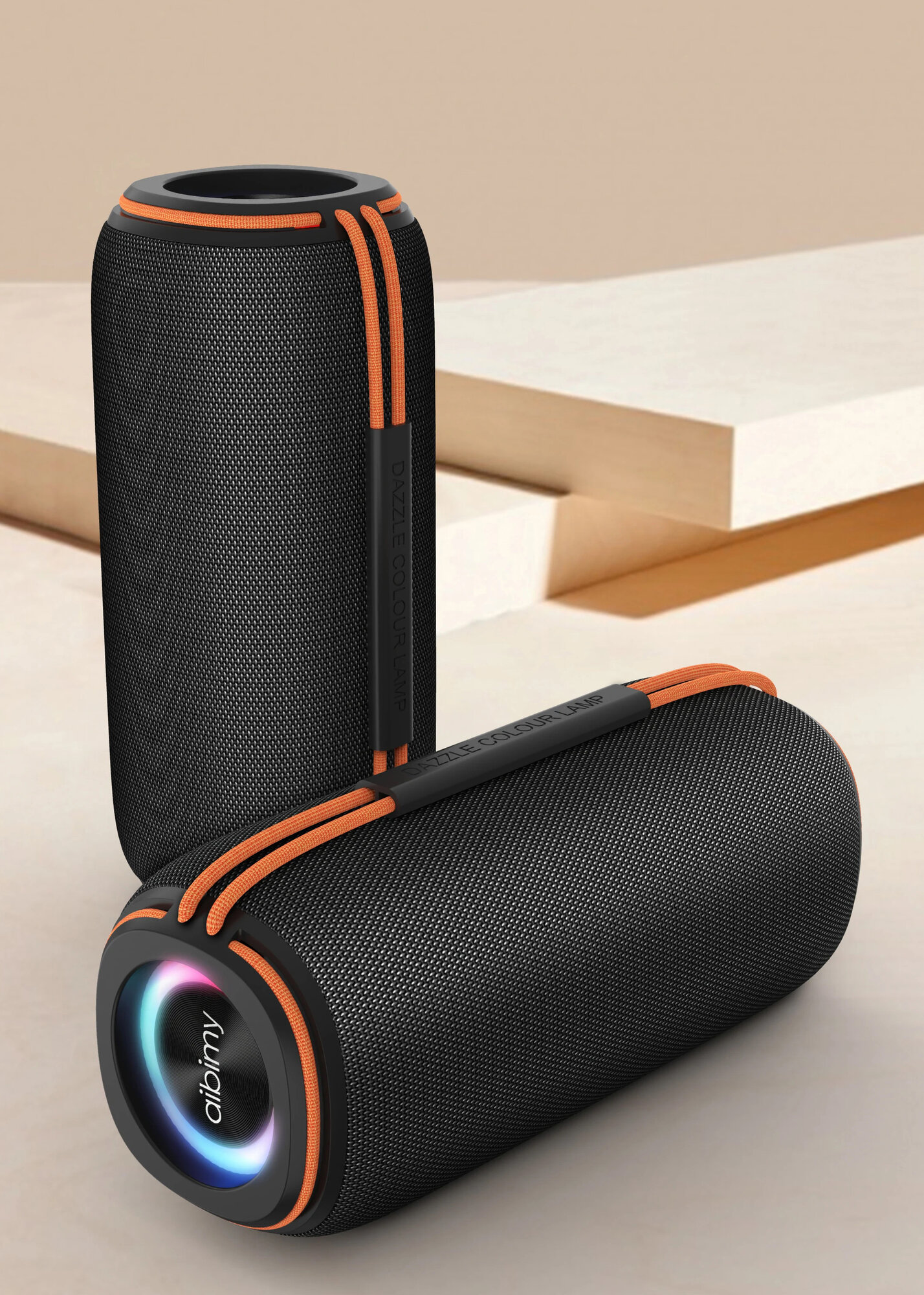 Колонка музыкальная влагозащищенная, портативная Bluetooth-колонка с сабвуфером, смена цвета, черный