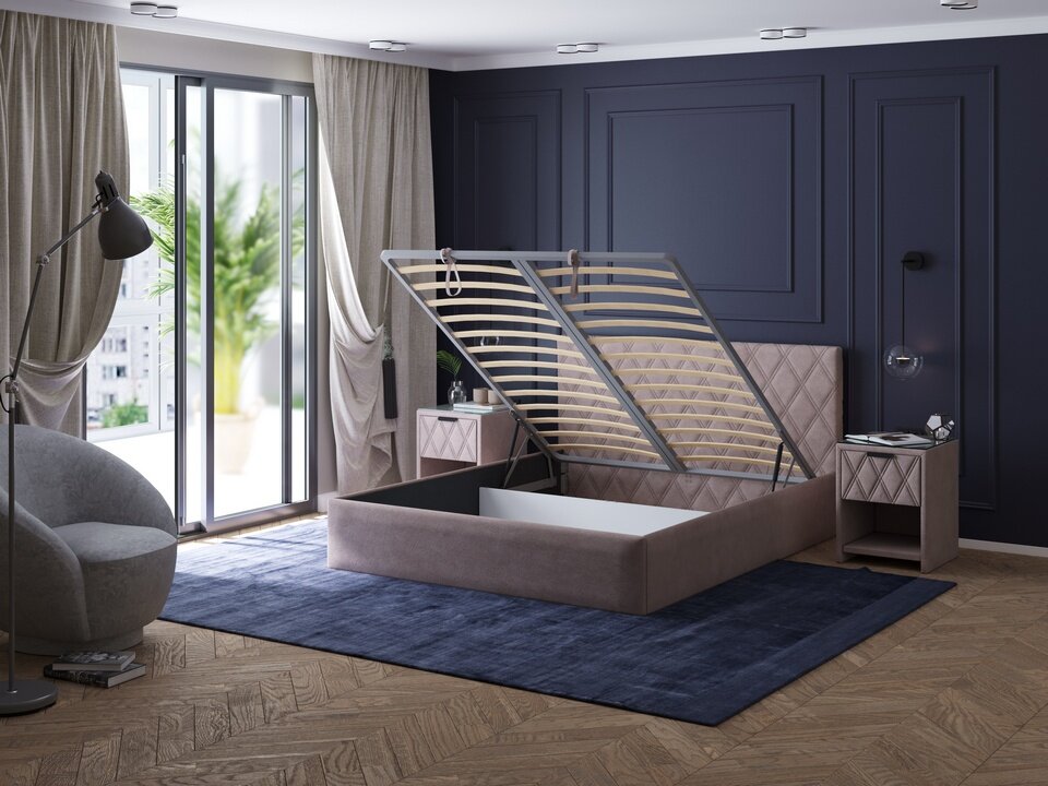 фото PROxSON Кровать Fresco с бельевым ящиком (Ткань: Велюр Monopoly Капучино (297)) 90x200