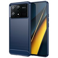 Накладка силиконовая для Poco X6 Pro карбон сталь синяя