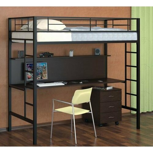 Металлическая кровать чердак Олимп 7 80190 цвет ЧерныйВенге 18500₽