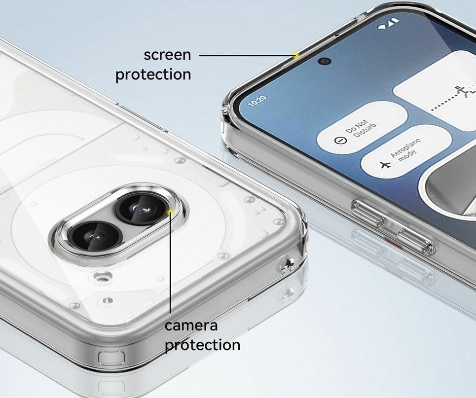 Чехол на Nothing Phone 2a пластиковый с силиконовой окантовкой прозрачный — фото 1