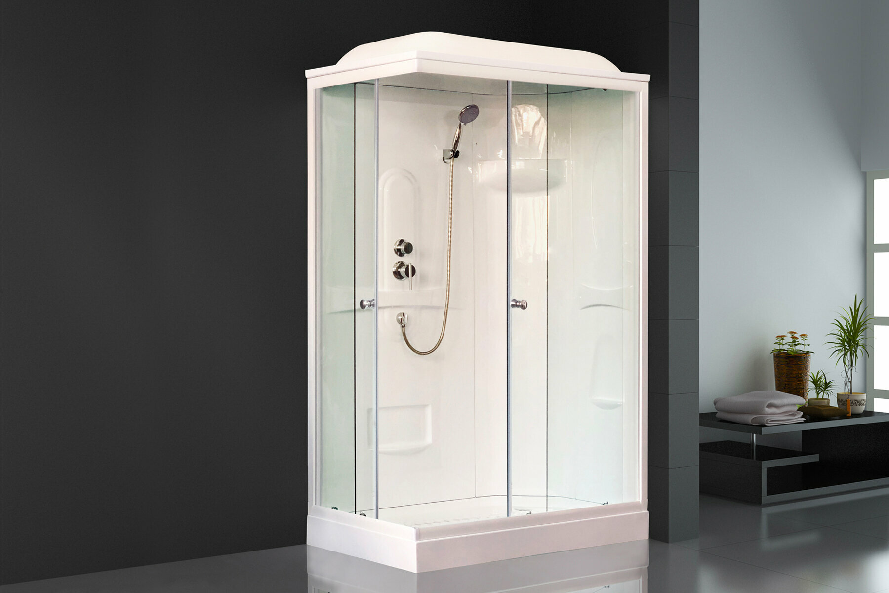 фото Душевая кабина Royal Bath стекло прозрачное 4мм правая 120x80x217