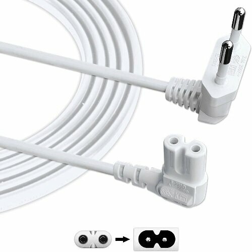 Кабель питания для бытовой техники Premier 5-183 CEE 7/16 - IEC C7 220в восьмёрка 2*0.75 угловые вилка/хвост - 3м бел