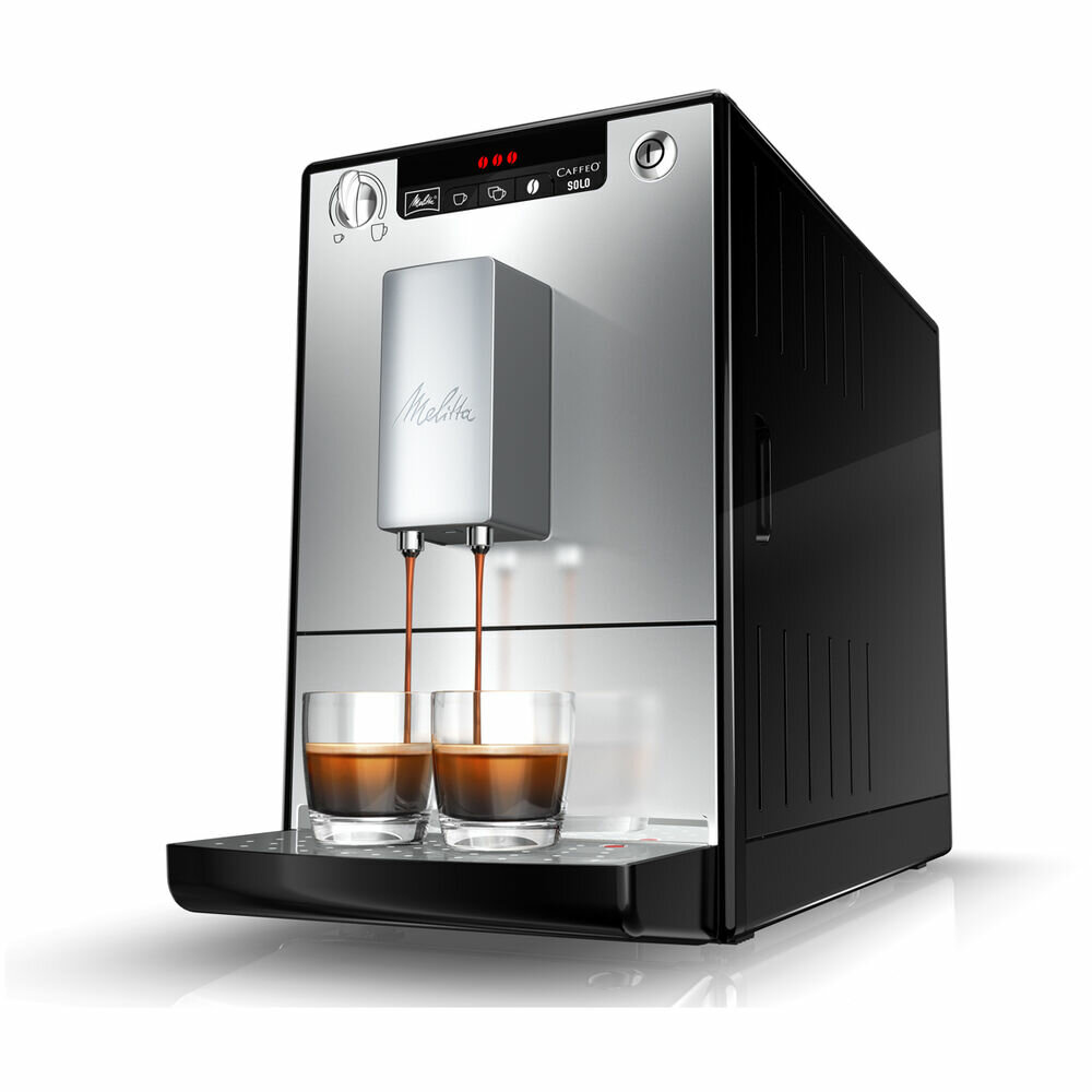 Кофемашина Melitta E 950-103 Caffeo Solo CAFFEO серебристый 2 камеры для зерен 15 бар