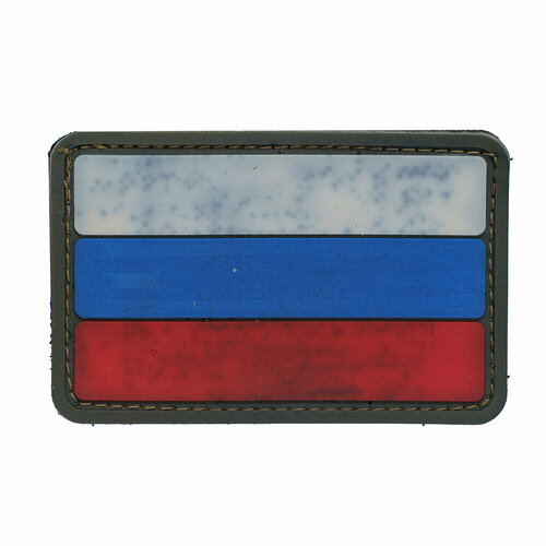 Патч шеврон ПВХ для одежды на липучке триколор РФ олива 500₽