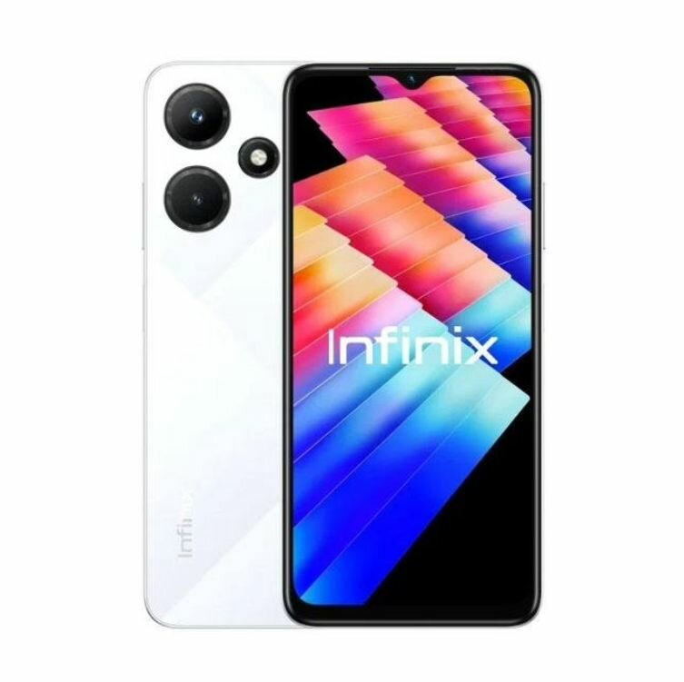6,56" Смартфон Infinix Hot 30i 128 ГБ (HOT 30I) белый - 8 х 1,6 ГГц, 4 ГБ, 2 Nano-SIM, IPS, 1612x720, 13 Мп, 3G, 4G (LTE), 5000 мА*ч