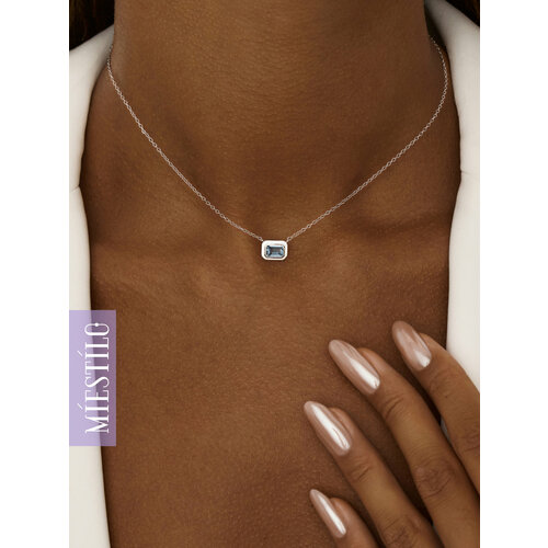 Колье MIESTILO серебро 925 проба родирование фианит длина 38 см бело-голубой 3143₽