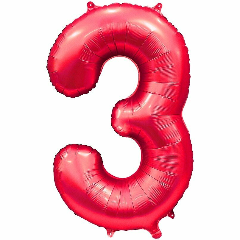 Шар фольгированный 32'/81см "Цифра 3" (красный), 4 штуки