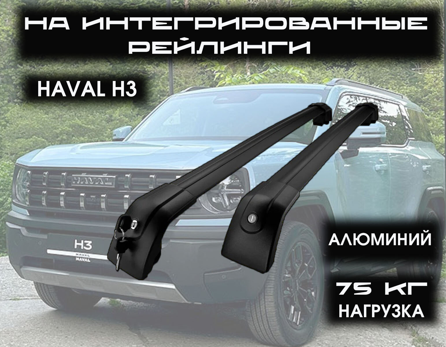 Багажник на крышу Haval H3, черный