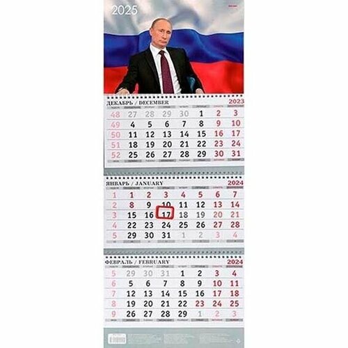 Календарь квартальный Проф-пресс настенный на 2025 год Президент 295х720мм 3 блока на гребне КК-5637 344₽