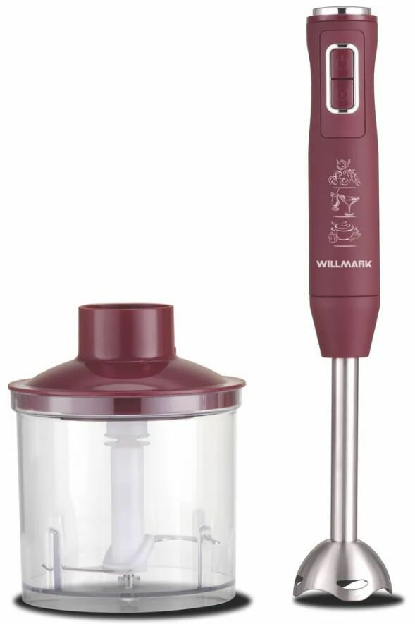 Погружной блендер Willmark WHB-1250PS, бордовый