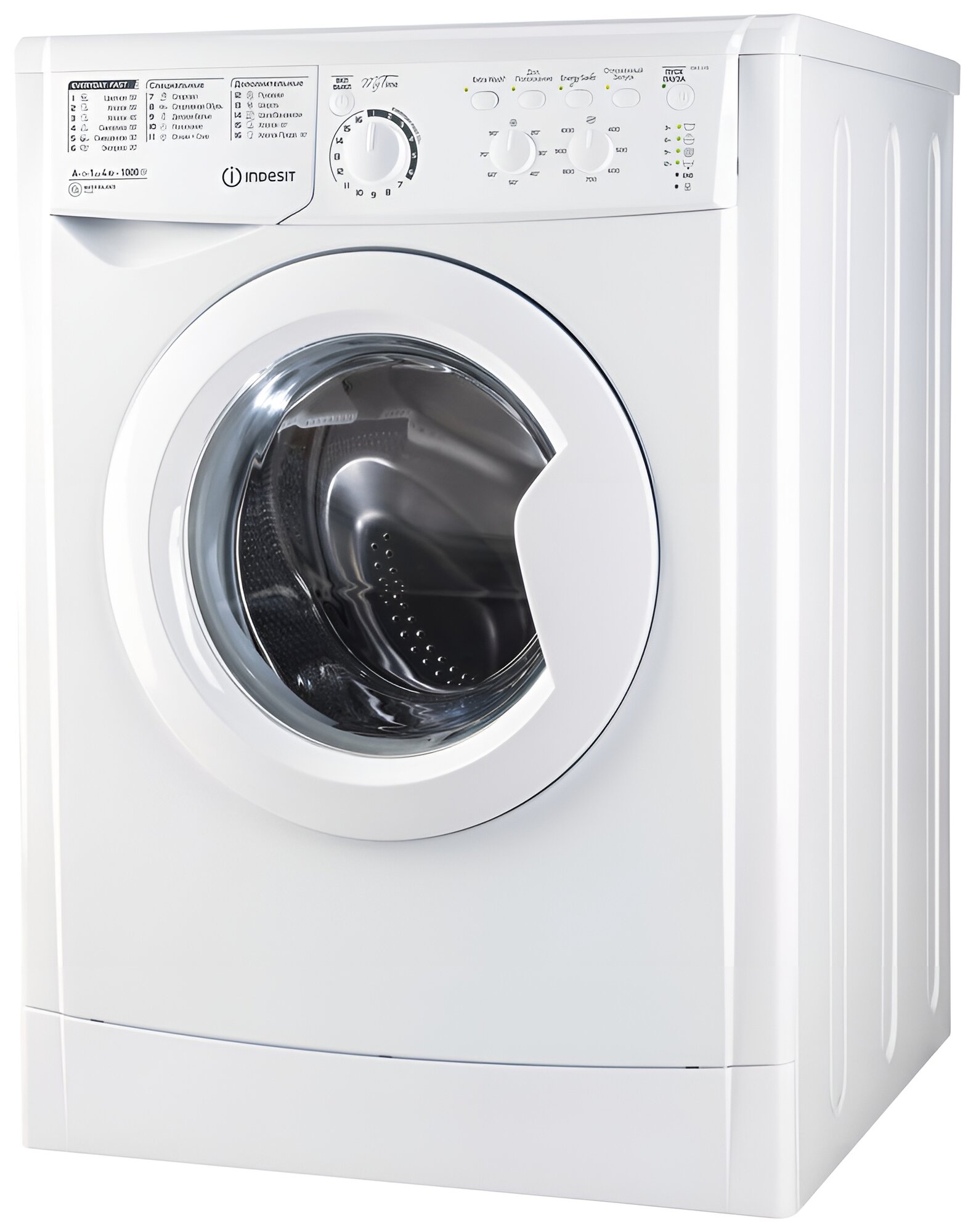 Стиральная машина Indesit EWUC 4105 белая, загрузка 4 кг, отжим 1000 об/мин, 18 программ, узкая