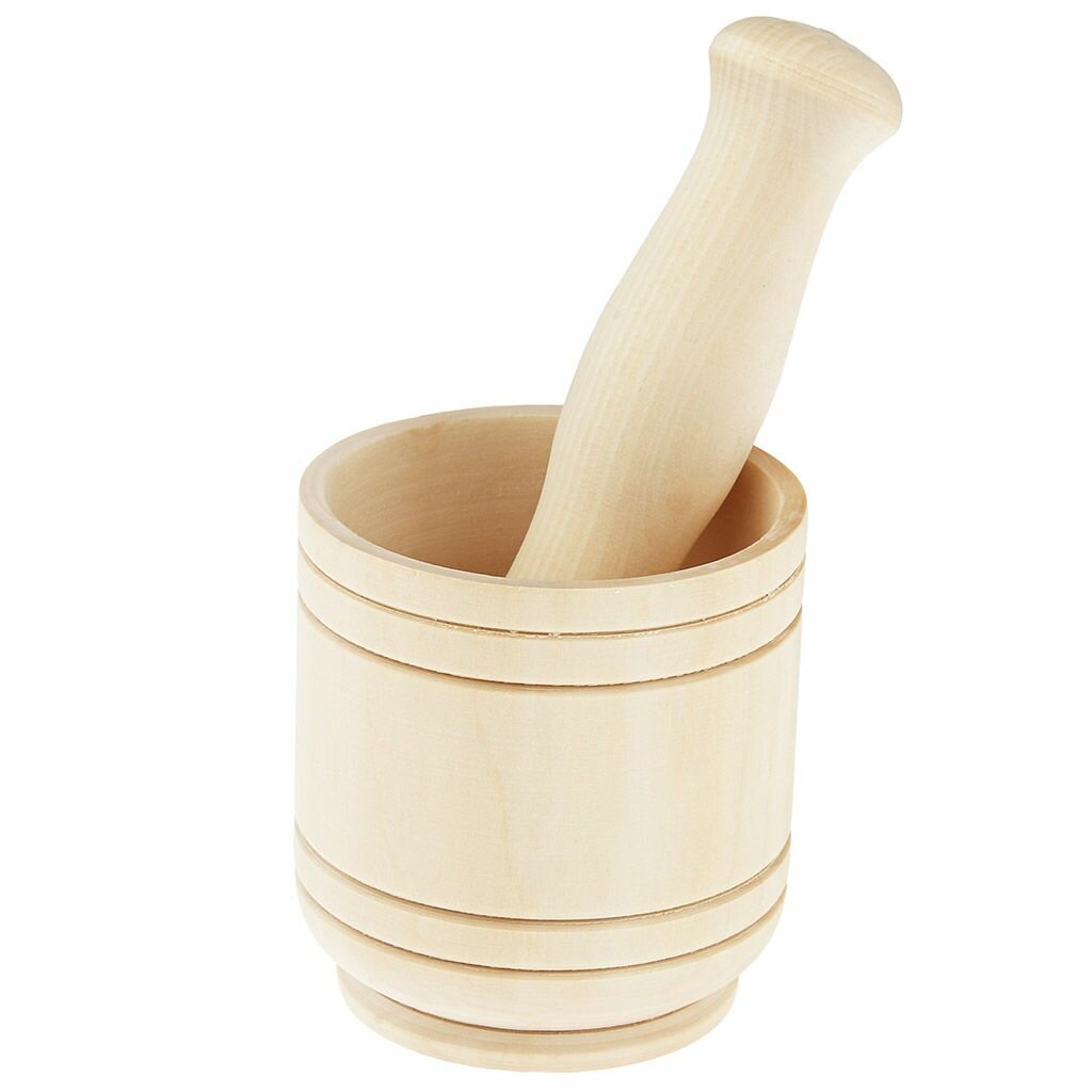 Ступка МирХозТорг деревянная D 9,5см, h 19 см, с пестиком (1269)