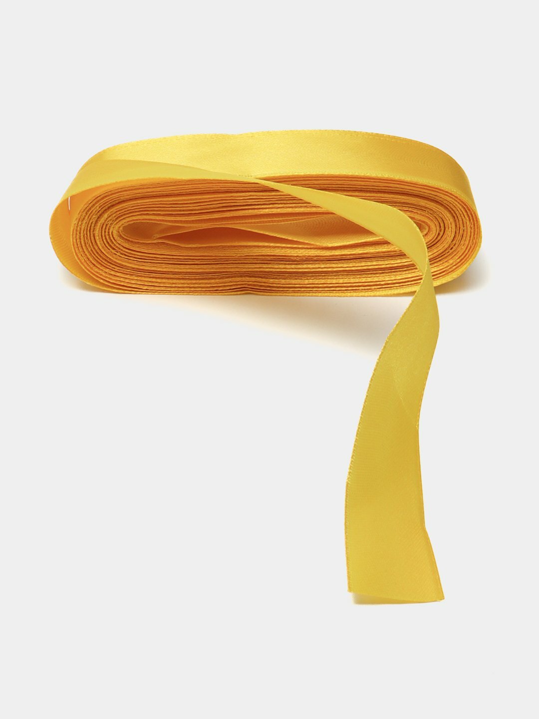Атласная лента, ширина 2,5 см, 13 м, желтая, для рукоделия, флористики — фото 1