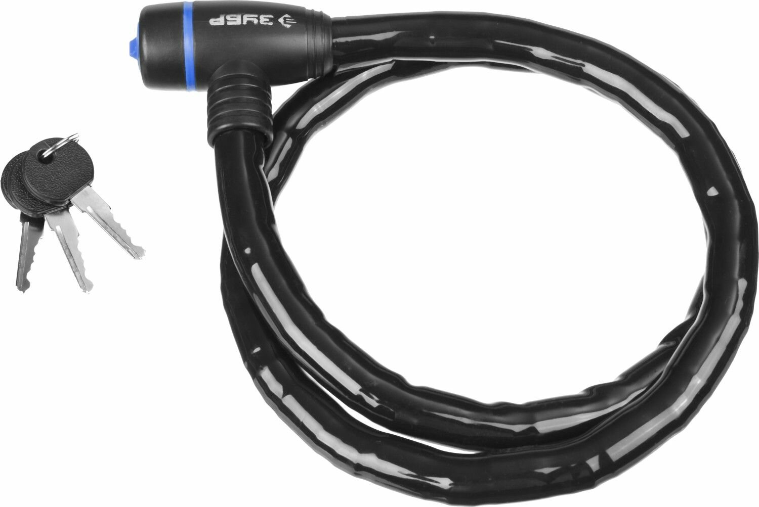 Тросовый замок ЗУБР 1000 мм d 18 мм 3 ключа профессиональный 37260-100