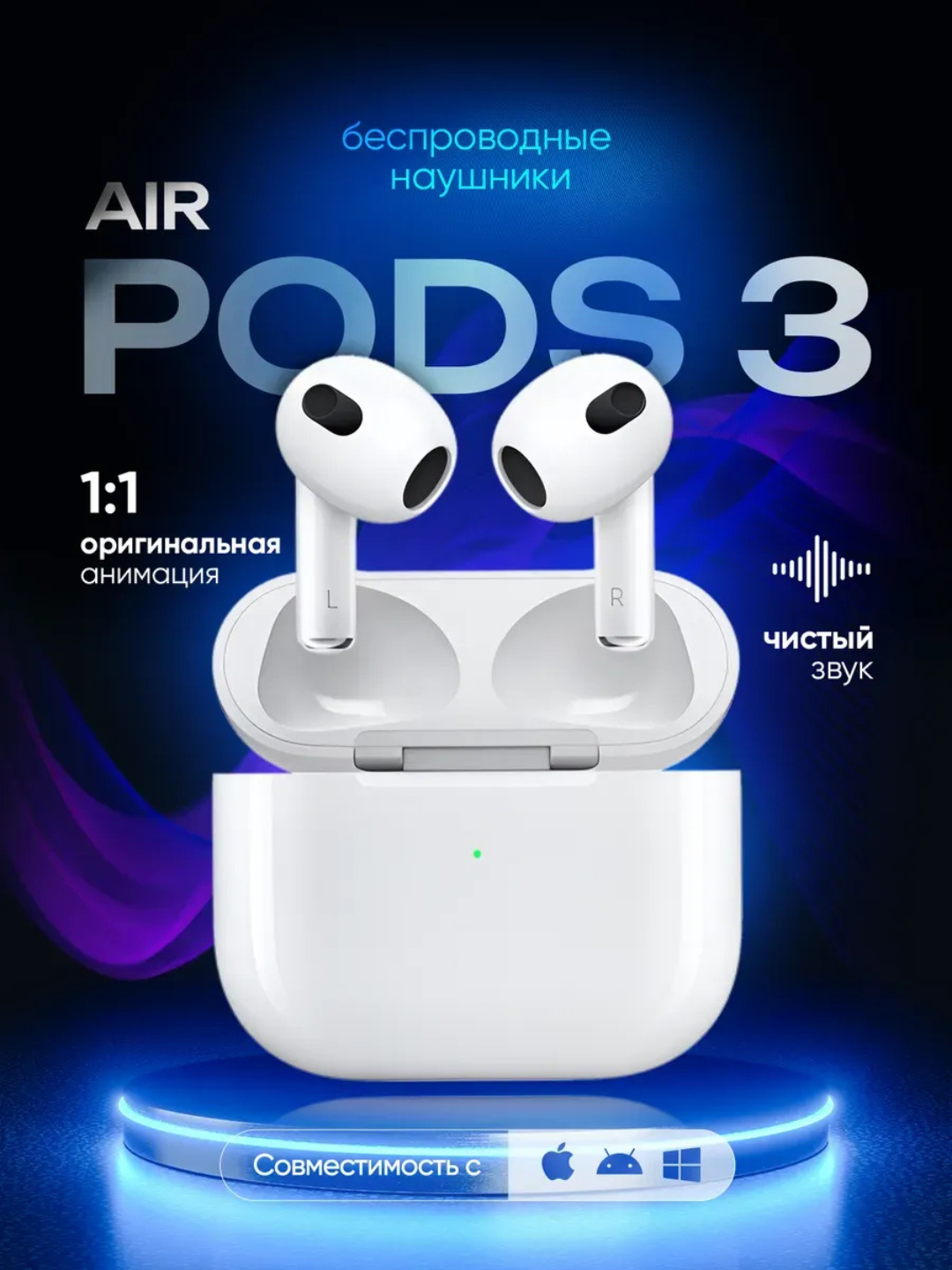 Беспроводные наушники AirPods 2/PRO 2, 3/PRO 3 и 4, все типы AirPods с ANC и ENC