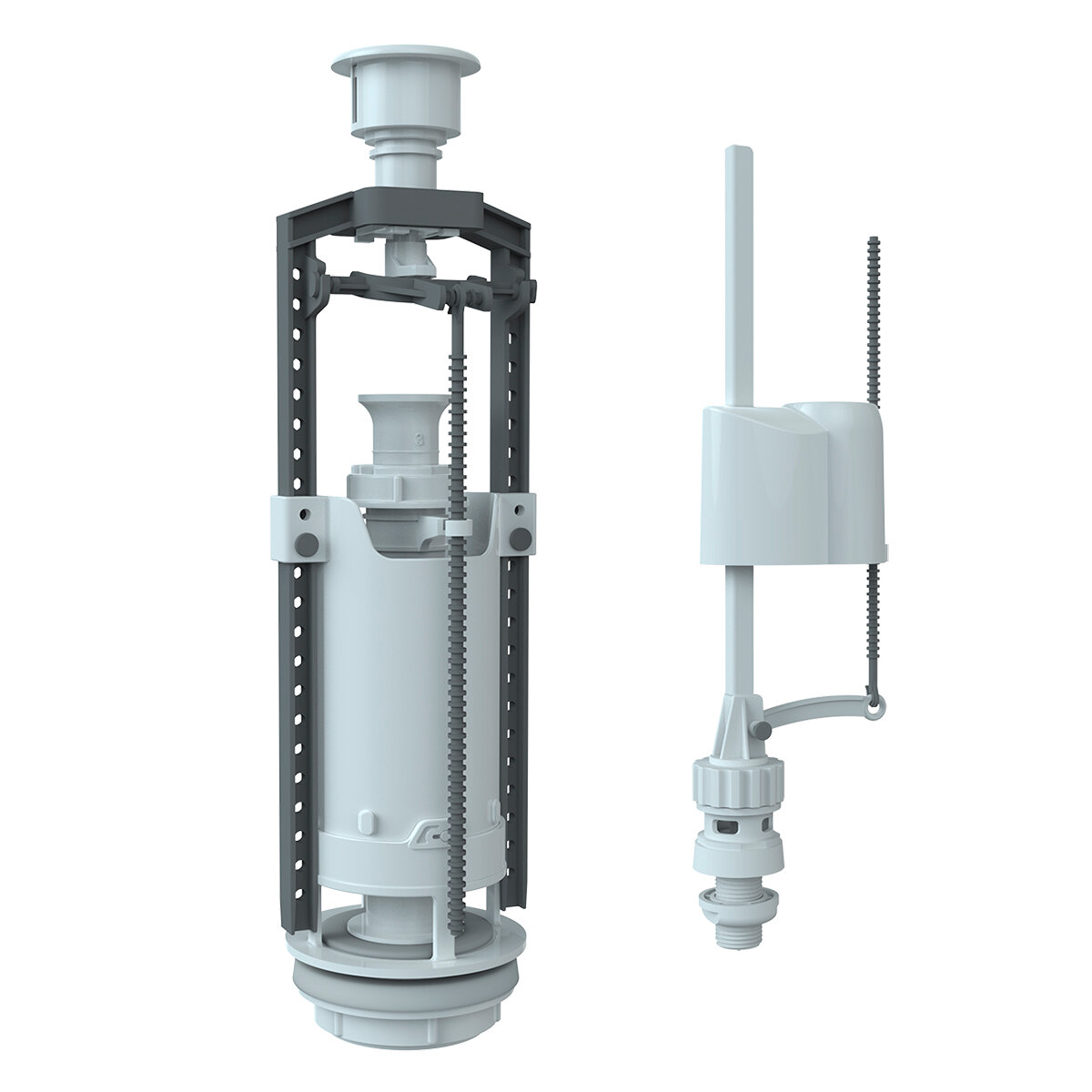Арматура водосливная Unicorn 1 кнопка, белая, нижний подвод