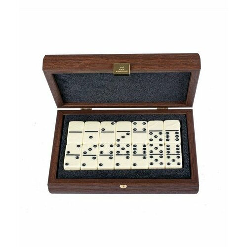 Домино Manopoulos коричневый, страусиная эко-кожа, деревянный ящик 24x17см