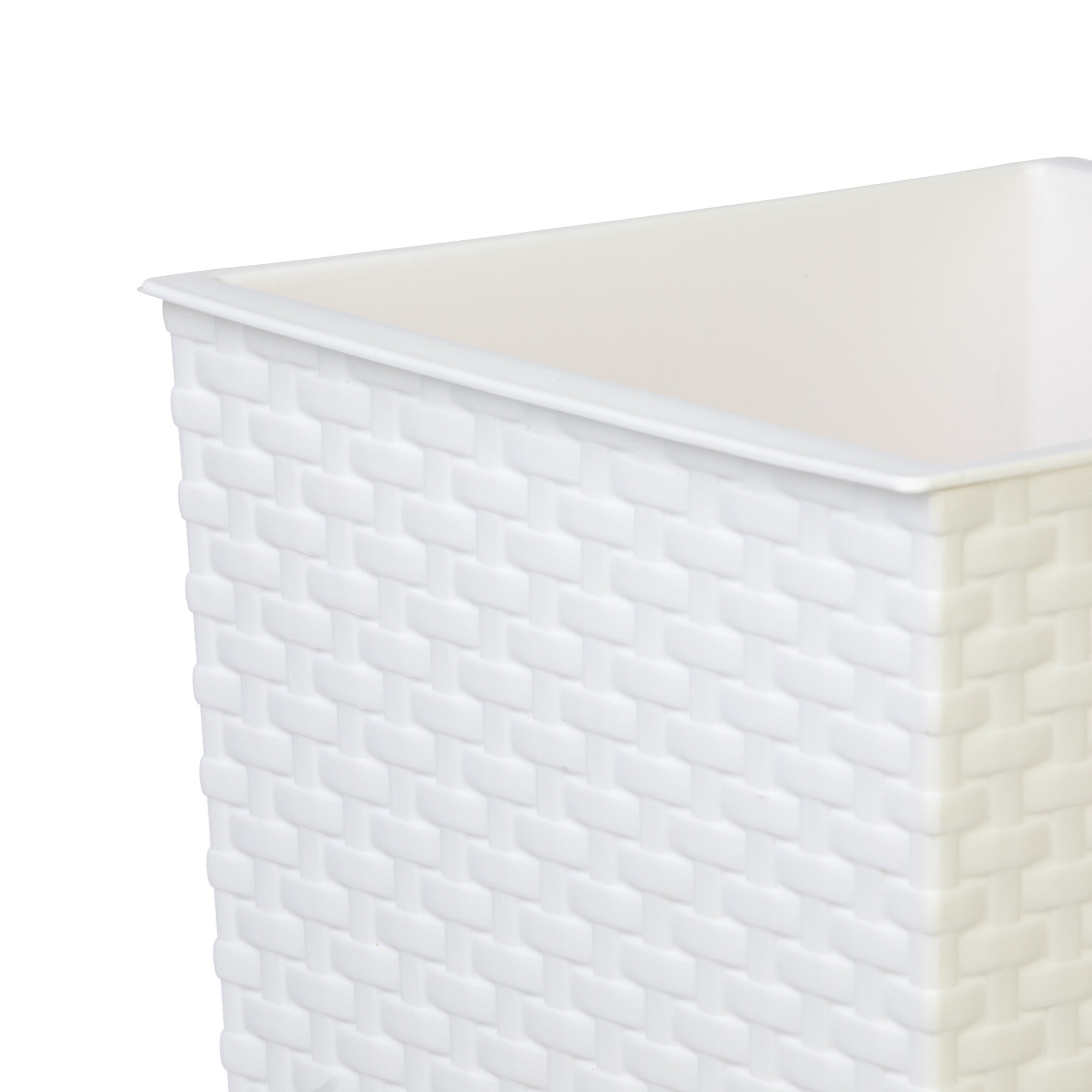 фото Кашпо Альтернатива напольное "Ротанг" со встав.(220х220х415мм) белый М6825