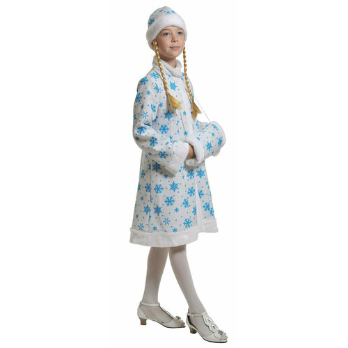 детский костюм снегурочки шелковый 8020 128 см Детский плюшевый костюм снегурочки