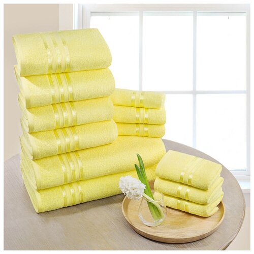 фото Доми набор из 12 полотенец harmonika цвет: желтый 33х50 см - 6 шт, 50х80 см - 4 шт, 70х130 см - 2 шт dome