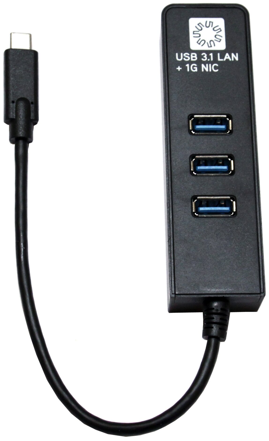 Сетевая карта RJ-45 5Bites UA3C-45-10BK USB3.1 Type-C на LAN Ethernet кабель-адаптер + хаб три порта 3.0