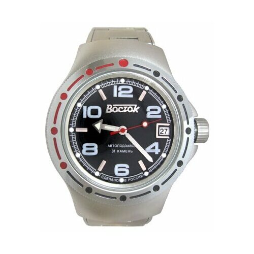 Наручные часы Восток Амфибия, черный, серебряный российские часы восток амфибия 060433 мужские