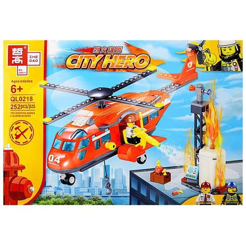 Конструктор ZheGao City Hero QL0218 Пожарный вертолет, 252 дет.