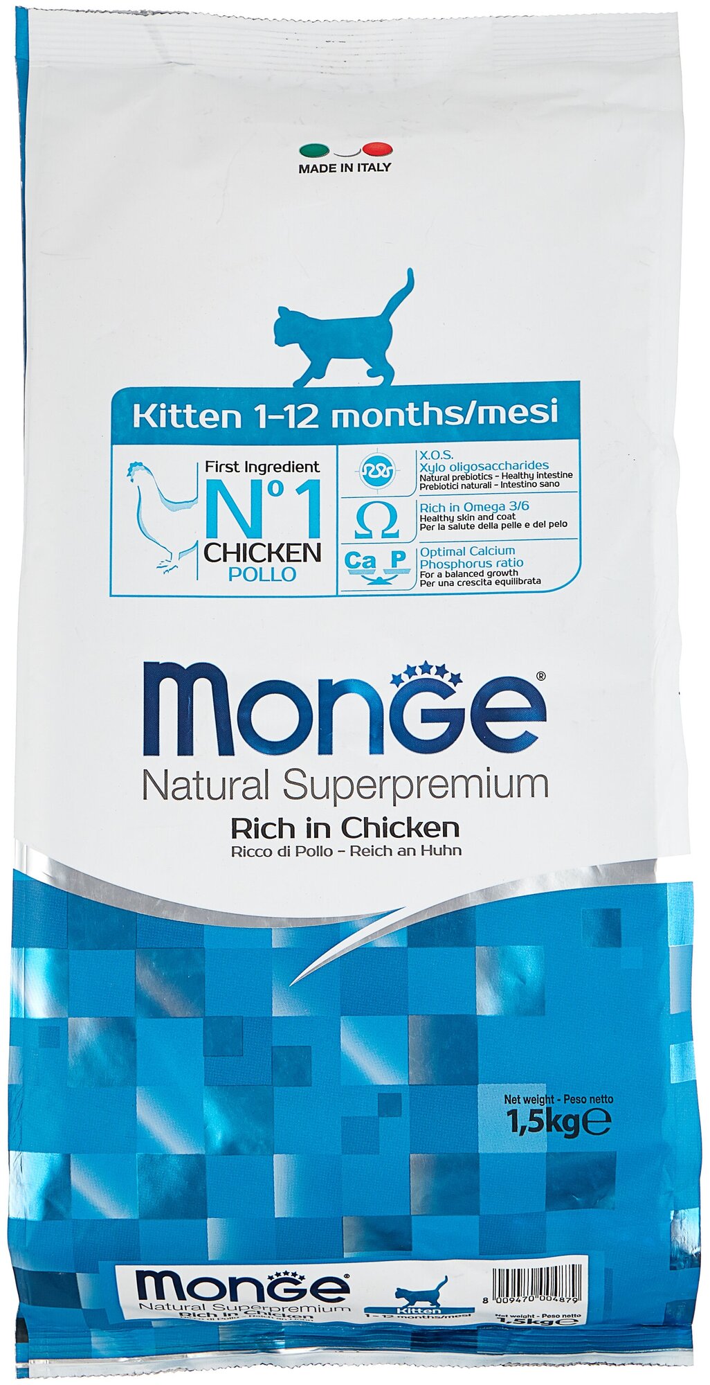 Сухой корм для котят Monge Natural Superpremium, с курицей 3 шт. х 1.5 кг