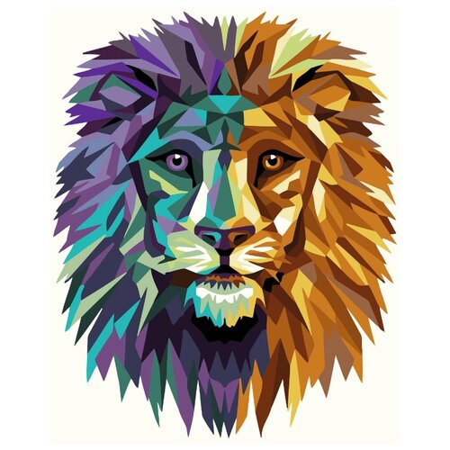 фото P007 набор для рисования по номерам 'лев' (полигональный стиль) 40*50см русская живопись