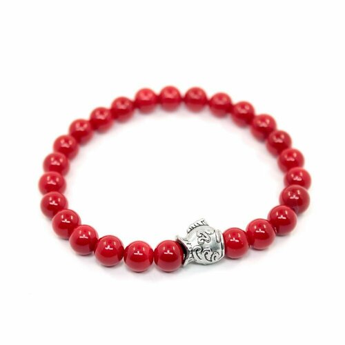 фото Handinsilver ( посеребриручку ) браслет из глянцевого кораллового агата 8мм с рыбкой