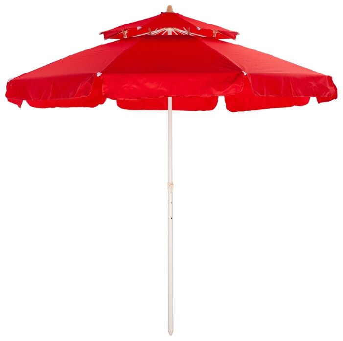 9LRD-К Пляжный зонт, 2,15м, ткань, бахрома (красный) в чехле - фотография № 1