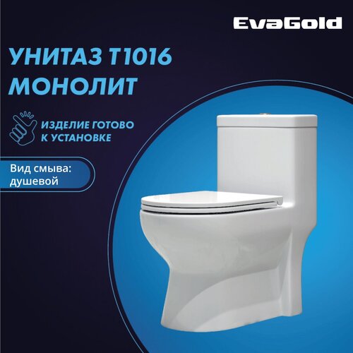 Унитаз напольный моноблок EvaGold T1016 с гофрой и подводкой