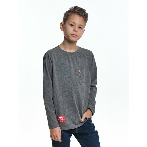 фото Лонгслив mini maxi, хлопок, размер 104, черный, серый