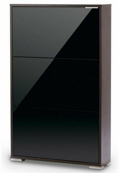 фото Обувница ВИВА-3 (Венге/Черное стекло)