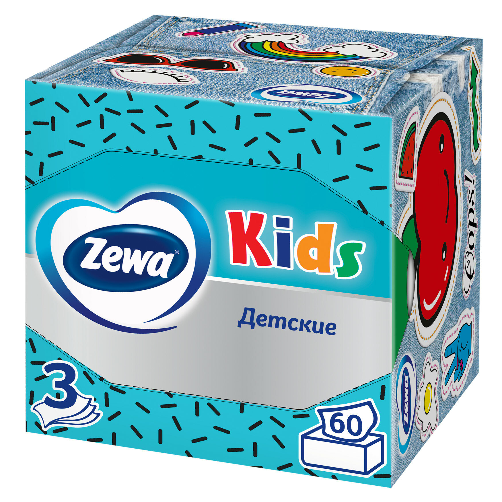 Салфетки Zewa Kids, 60 листов, 1 пачка, голубой