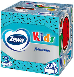 Салфетки бумажные в коробке Zewa Kids, 3 слоя, 60 шт.