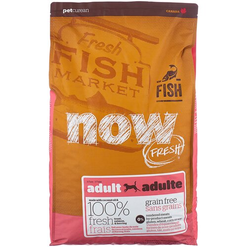 NOW FRESH Беззерновой для Взрослых Собак с Форелью и Лососем для чувств. пищеварения (Grain Free Fish Adult Recipe DF) 1,59 кг х 3 шт.