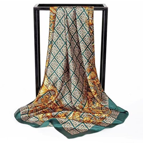 фото Платок ,90х90 см, зеленый, золотой gi&a queen