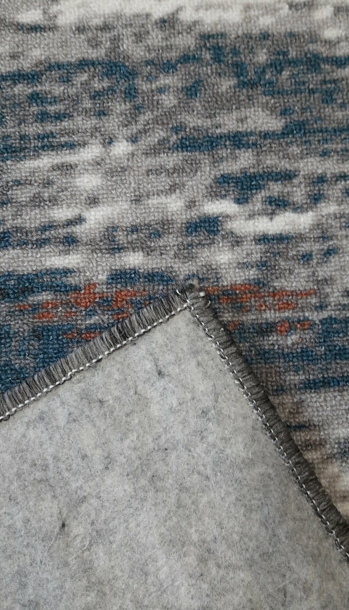 Ковровая дорожка на войлоке, Витебские ковры, с печатным рисунком, 2435, синяя, 0.6*2.5 м - фотография № 3