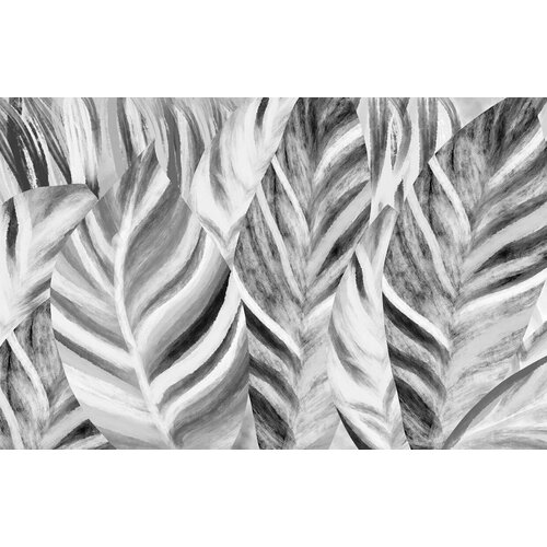 Моющиеся виниловые фотообои Фон банановые листья черно-белые, 400х260 см
