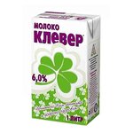 Молоко Клевер стерилизованное 6%, 1 л - изображение