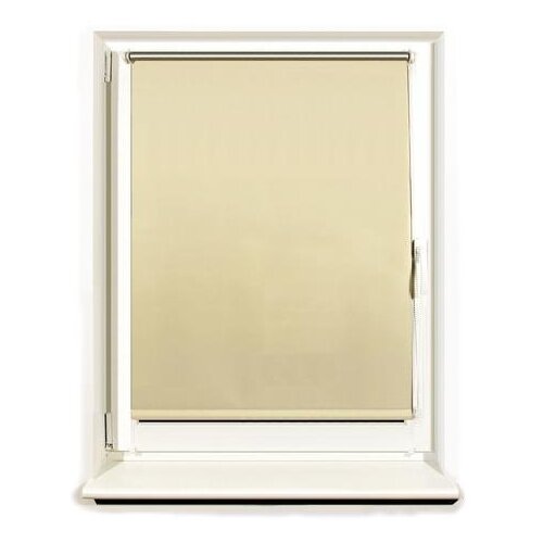 фото Штора рулонная светонепроницаемая (блэкаут) brabix 50х175 см, кремовый/серебро, 606005