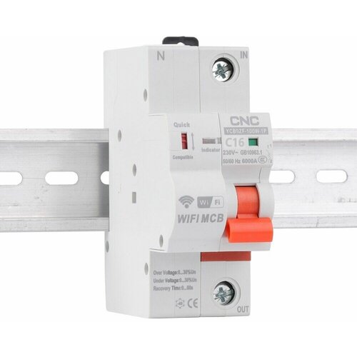 Умный автоматический выключатель CNC YCB9ZF-100W 16А 1P 230V 6000A с поддержкой Wi-Fi и таймером для защиты от короткого замыкания Д 399700₽