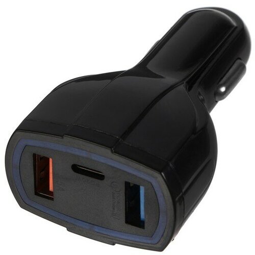 Зарядное устройство Cartage, 12-24 В, 2 USB, Type-C 3.5 А, черный