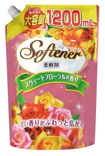 Кондиционер для белья Nihon Softener Floral с нежным цветочным ароматом и антибактериальным эффектом / сменная упаковка / 1200 мл.