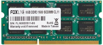 Оперативная память Foxline 8 ГБ DDR3 1600 МГц SODIMM CL11 FL1600D3S11-8G