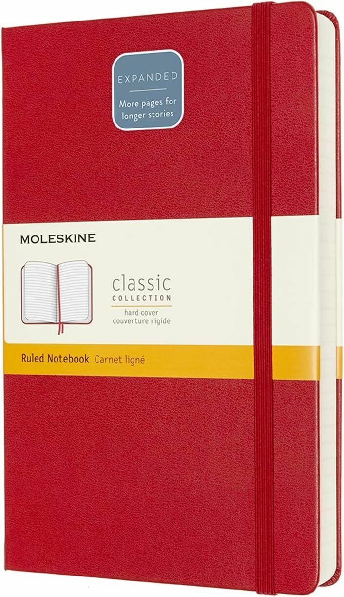 Блокнот в линейку Moleskine CLASSIC EXPENDED (QP060EXPF2) 13х21см 400стр, твердая обложка, красный