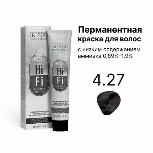 Купить BES Перманентная крем-краска для волос HI-FI, 4.27 каштановый фиолетовый табачный, 100 мл